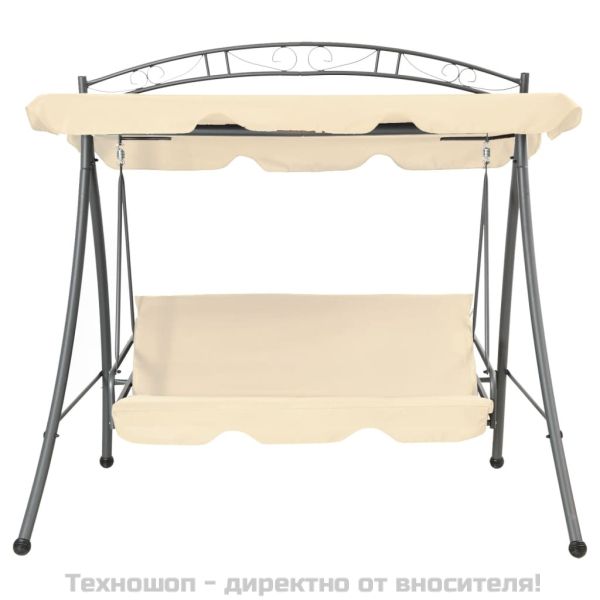 Конвертируема градинска люлка със сенник, пясъчнобяла