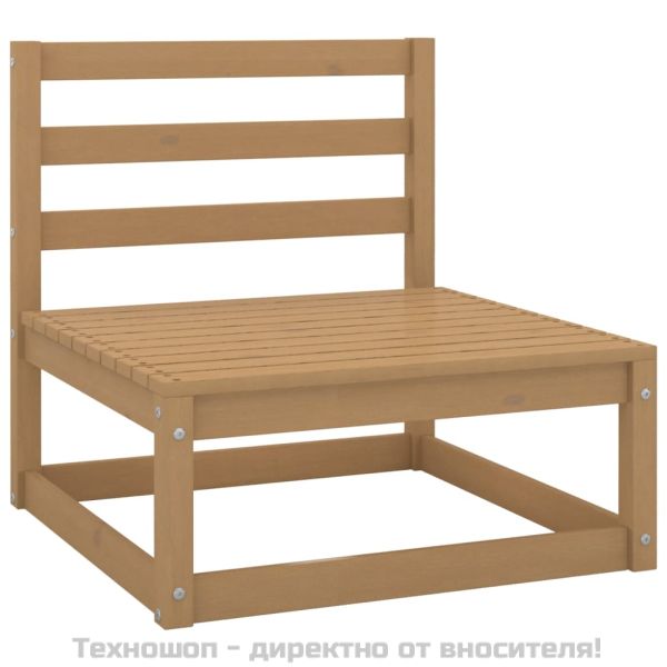 Градински средни дивани, 3 бр, меденокафяви, бор масив