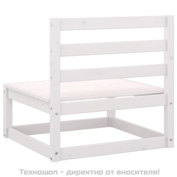 Градински среден диван, бял, бор масив