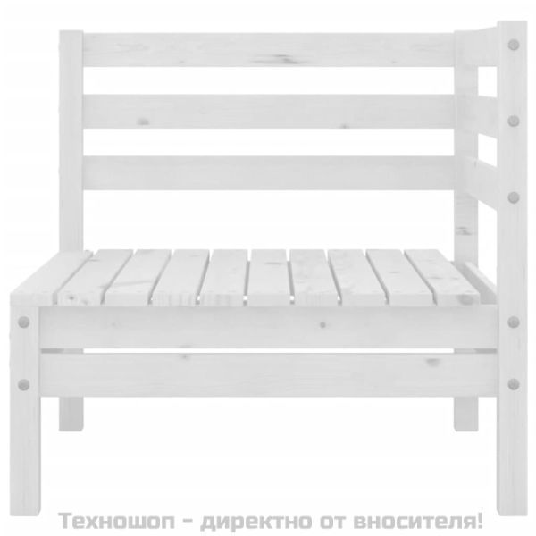 Градински ъглов диван, бял, бор масив