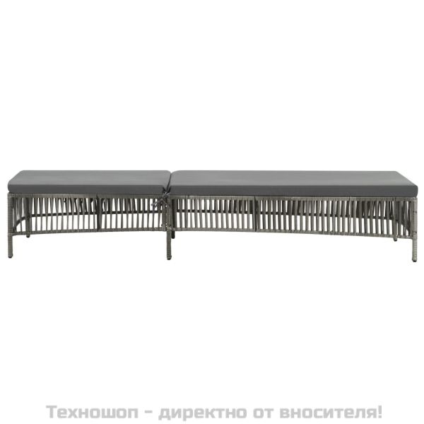 Шезлонг с шалте, полиратан, сив