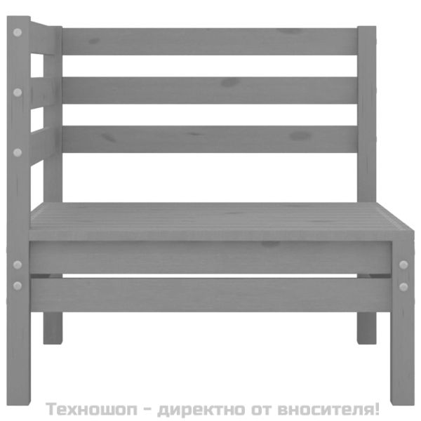 Градински лаундж комплект, 4 части, бор масив, сив
