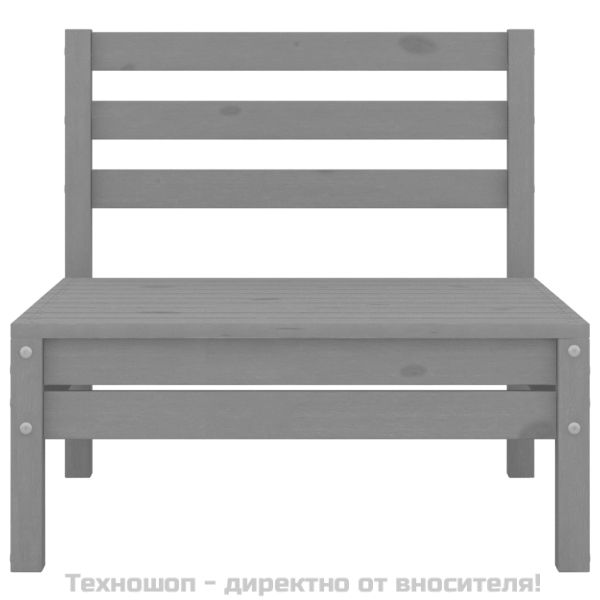 Градински лаундж комплект, 4 части, бор масив, сив