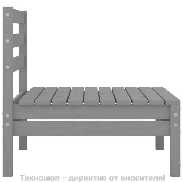 Градински лаундж комплект, 4 части, бор масив, сив