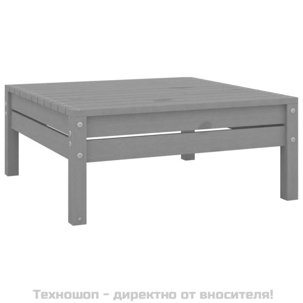 Градински лаундж комплект, 4 части, бор масив, сив