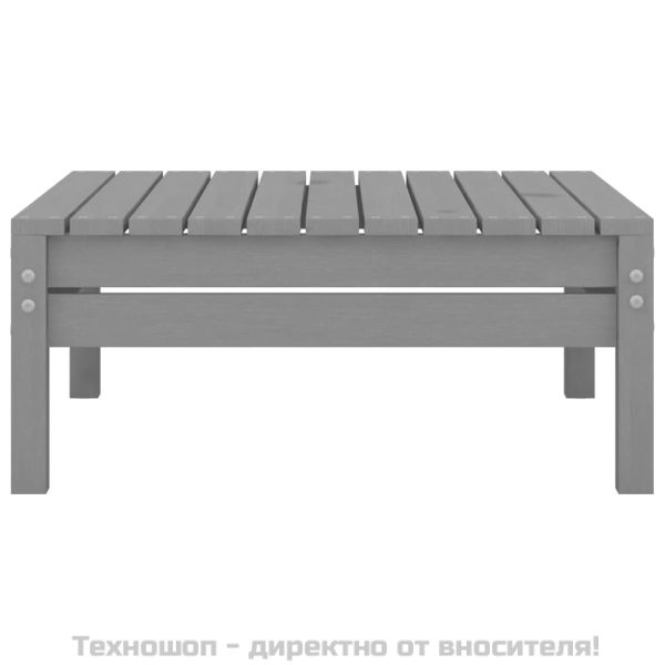 Градински лаундж комплект, 4 части, бор масив, сив