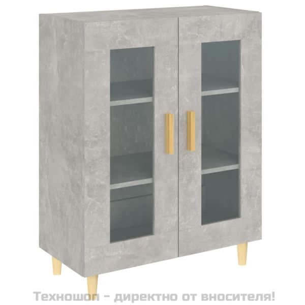 Сайдборд, бетонно сив, 69,5x34x90 см, инженерно дърво