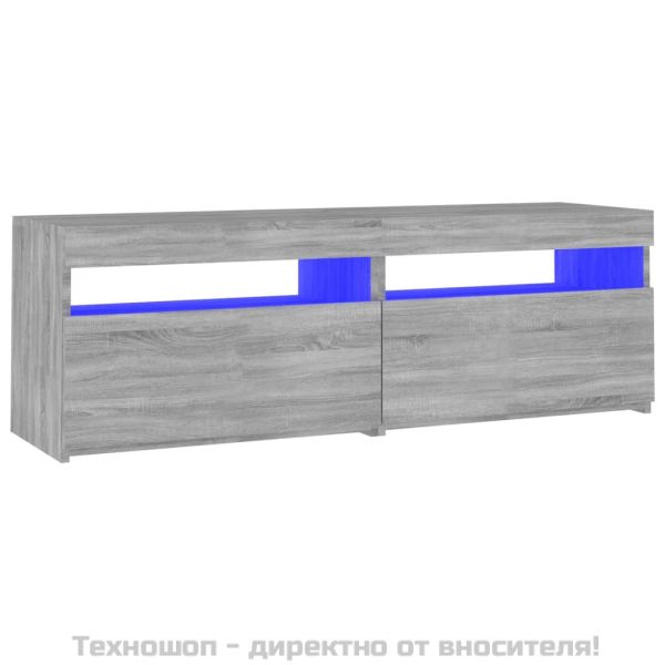 ТВ шкаф с LED осветление, сив сонома, 120x35x40 см