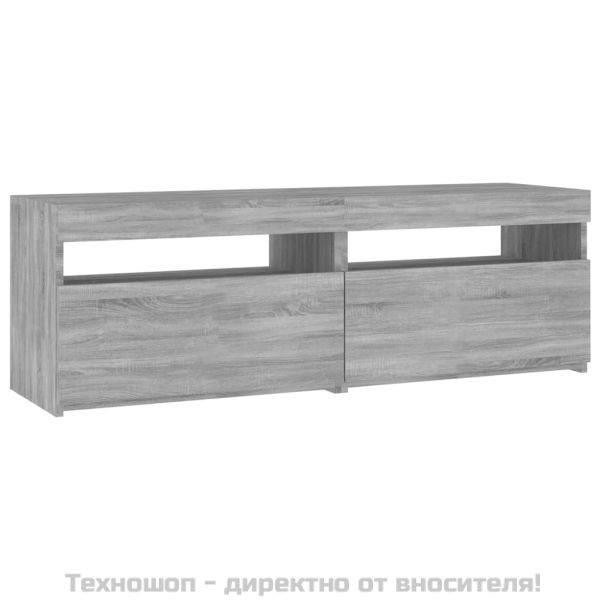 ТВ шкаф с LED осветление, сив сонома, 120x35x40 см