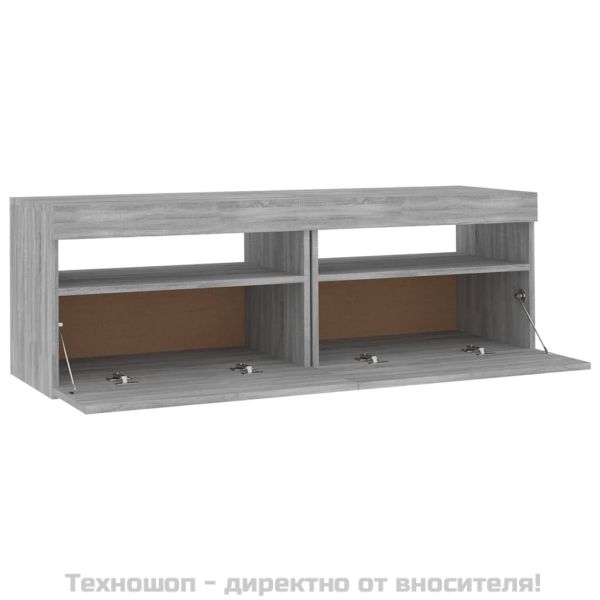 ТВ шкаф с LED осветление, сив сонома, 120x35x40 см