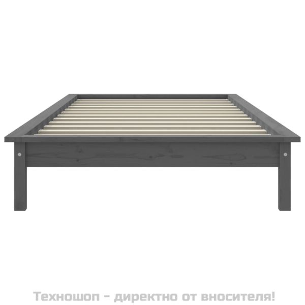 Рамка за легло, сива, бор масив, 90x190 см, Single