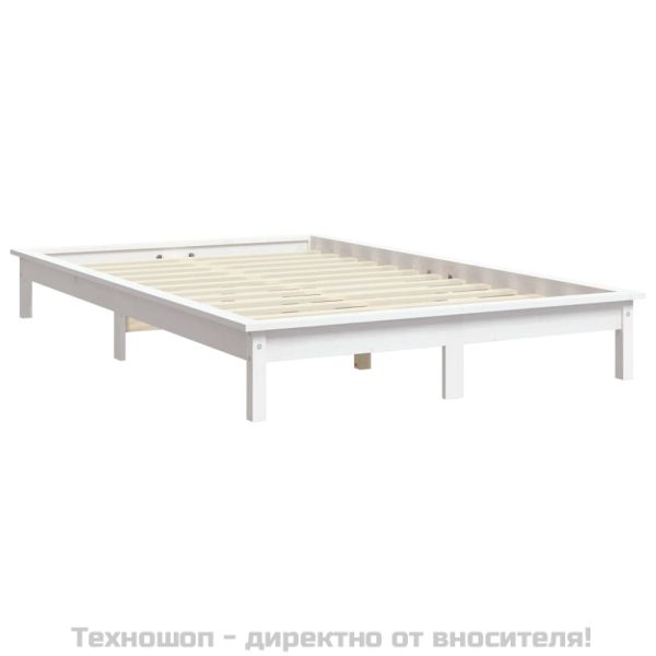 Рамка за легло, бяла, 140х200 см, бор масив