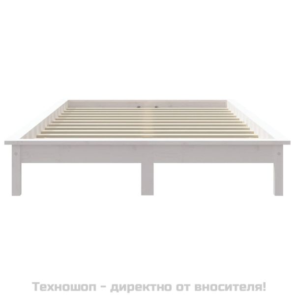 Рамка за легло, бяла, 140х200 см, бор масив