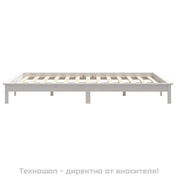 Рамка за легло, бяла, 140х200 см, бор масив