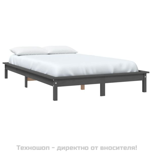 Рамка за легло, сива, бор масив, 160х200 см