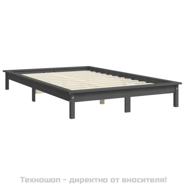 Рамка за легло, сива, бор масив, 160х200 см