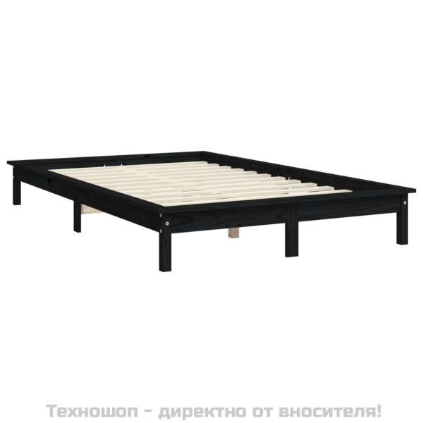 Рамка за легло, черна, бор масив, 160х200 см