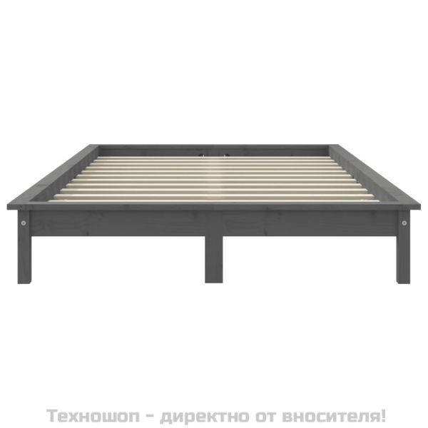 Рамка за легло, сива, 200х200 см, бор масив