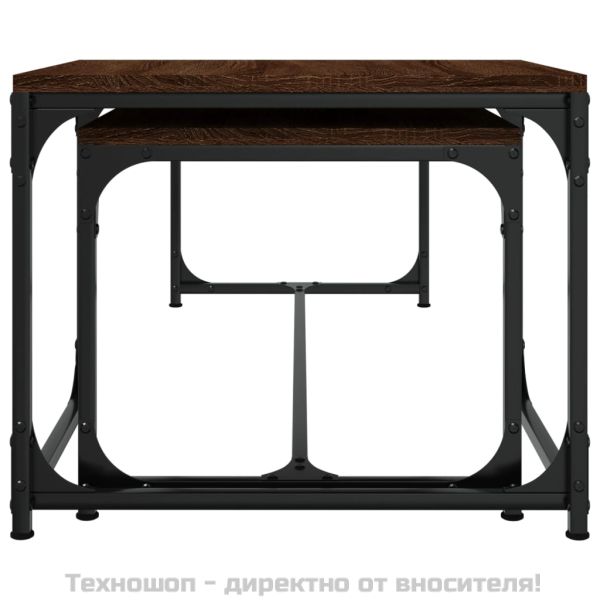 Кафе маси, 2 бр, кафяв дъб, инженерно дърво