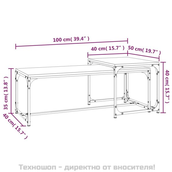 Кафе маси, 2 бр, кафяв дъб, инженерно дърво