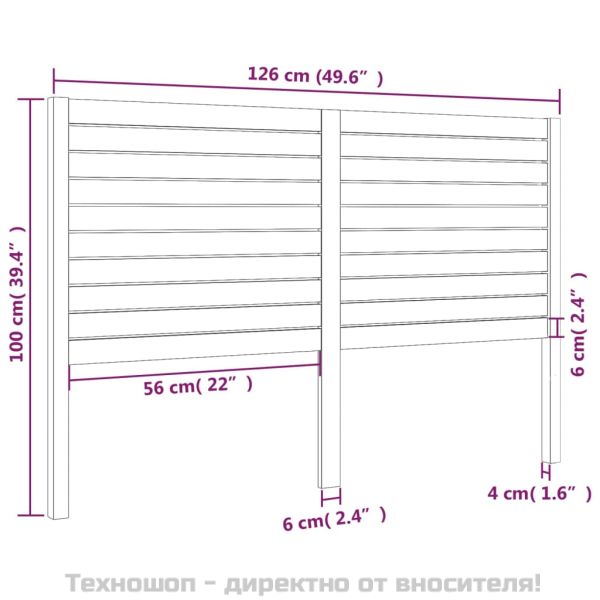 Горна табла за легло, 126x4x100 см, бор масив