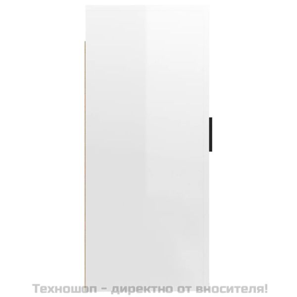 ТВ шкаф за стенен монтаж, бял гланц, 40x34,5x80 см