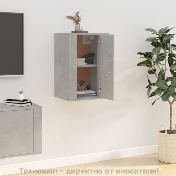 ТВ шкаф за стенен монтаж, бетонно сиво, 40x34,5x60 см
