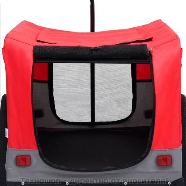 2-в-1 кучешко ремарке за велосипеди и джогинг, червено и сиво