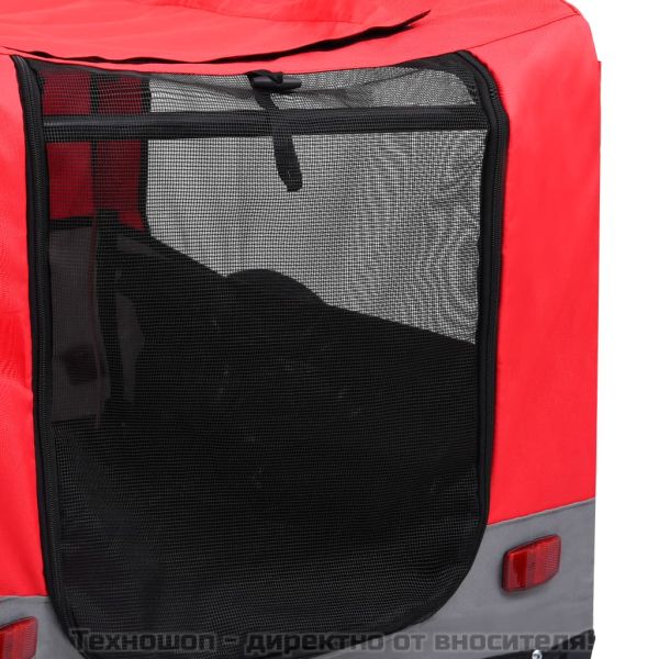 2-в-1 кучешко ремарке за велосипеди и джогинг, червено и сиво