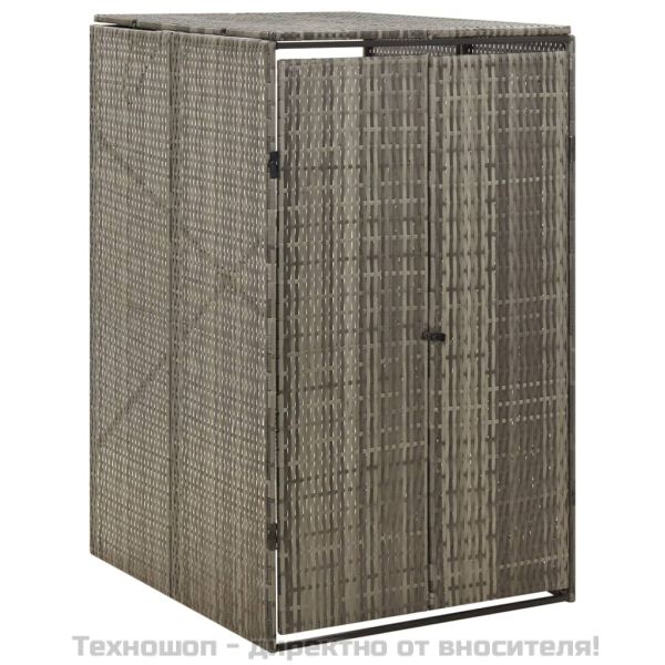 Единичен навес за кофа за смет, сив, 70x80x117 см, полиратан
