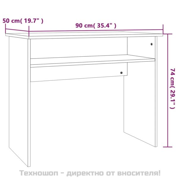 Бюро, опушен дъб, 90x50x74 см, инженерно дърво