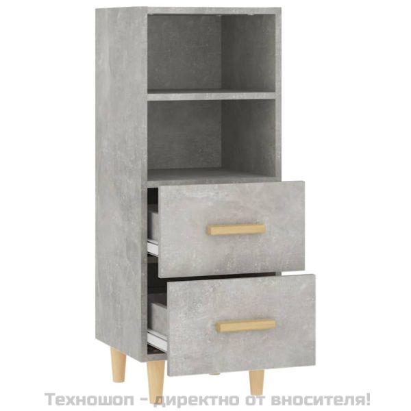 Сайдборд, бетонно сив, 34,5x34x90 см, инженерно дърво