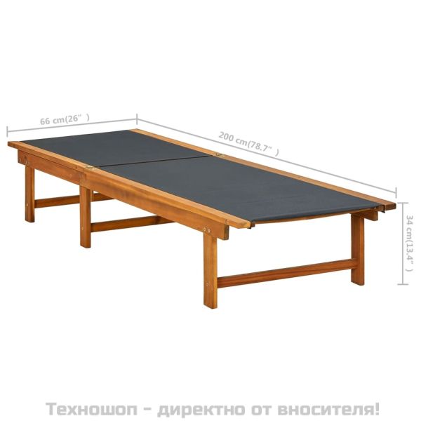 Шезлонг с масичка, акациево дърво масив и textilene