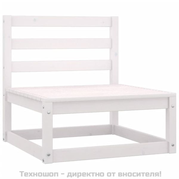 Градински лаундж комплект, 2 части, бял, бор масив
