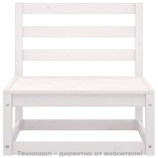 Градински лаундж комплект, 2 части, бял, бор масив