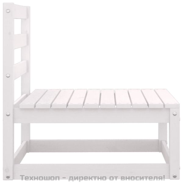 Градински лаундж комплект, 2 части, бял, бор масив
