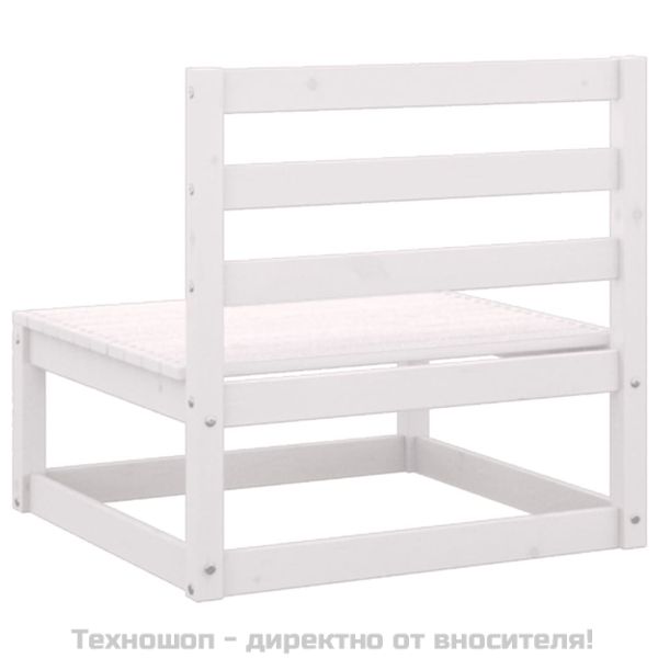 Градински лаундж комплект, 2 части, бял, бор масив