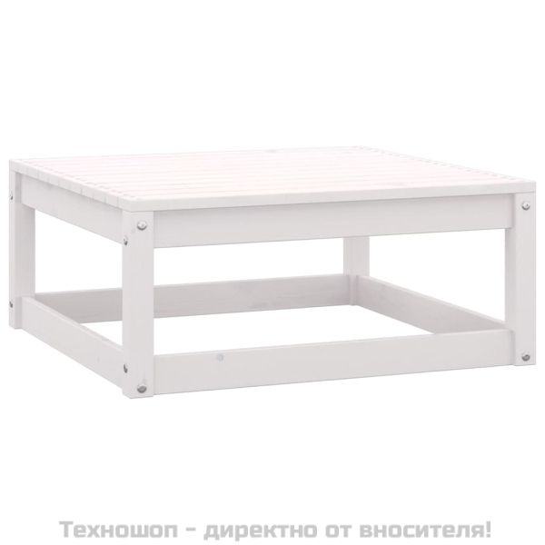 Градински лаундж комплект, 2 части, бял, бор масив