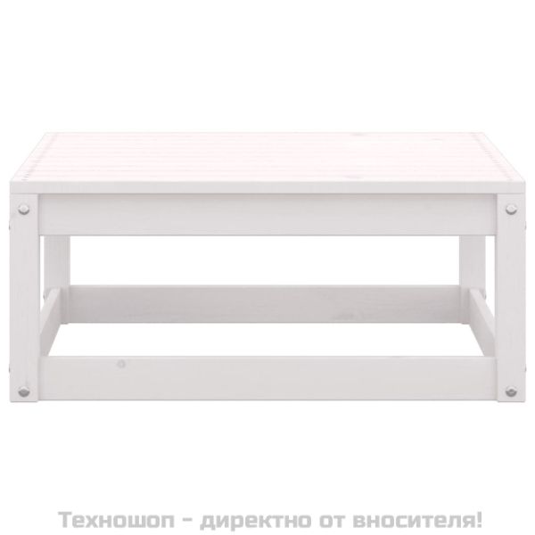 Градински лаундж комплект, 2 части, бял, бор масив