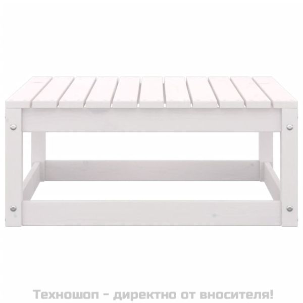 Градински лаундж комплект, 2 части, бял, бор масив
