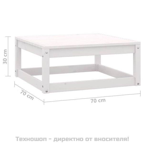 Градински лаундж комплект, 2 части, бял, бор масив