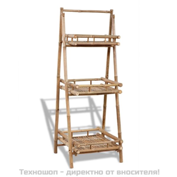 Сгъваем бамбуков стелаж за растения с 3 рафта