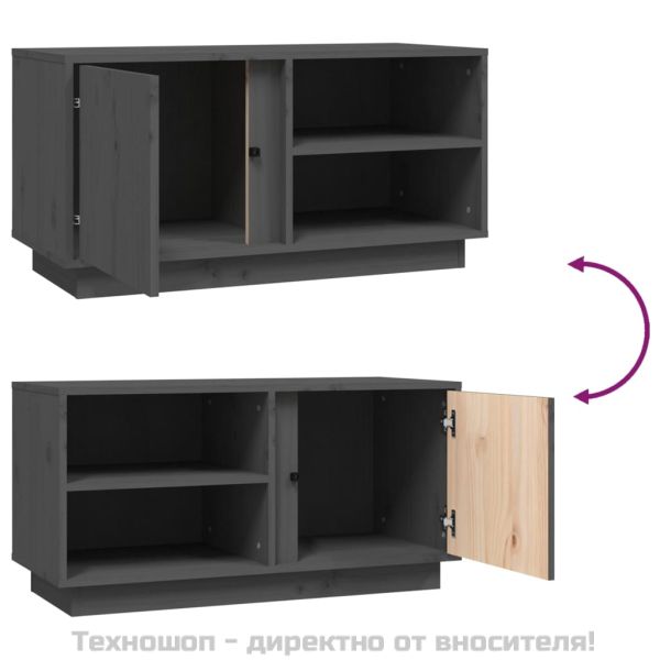 ТВ шкаф, сив, 80x35x40,5 см, бор масив
