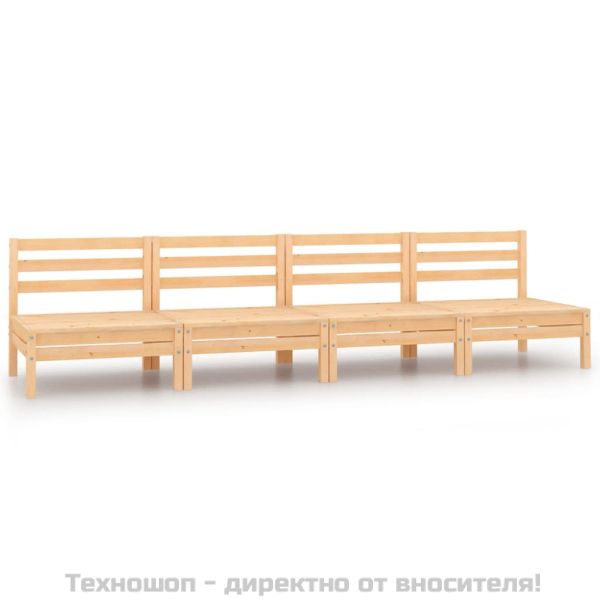 Градински средни дивани, 4 бр, борово дърво масив