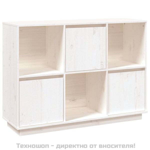 Сайдборд, бял, 110,5x35x80 см, бор масив