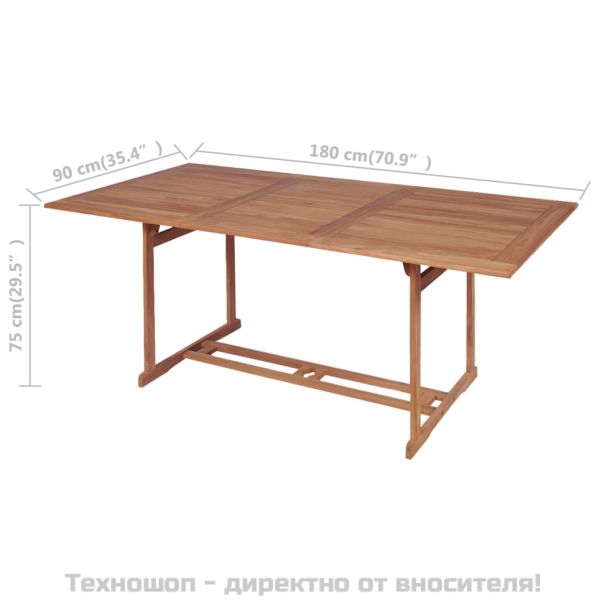 Градинска маса, 180x90x75 cм, тиково дърво масив