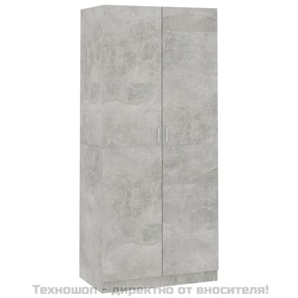 Гардероб, бетонно сив, 90x52x200 см, инженерно дърво