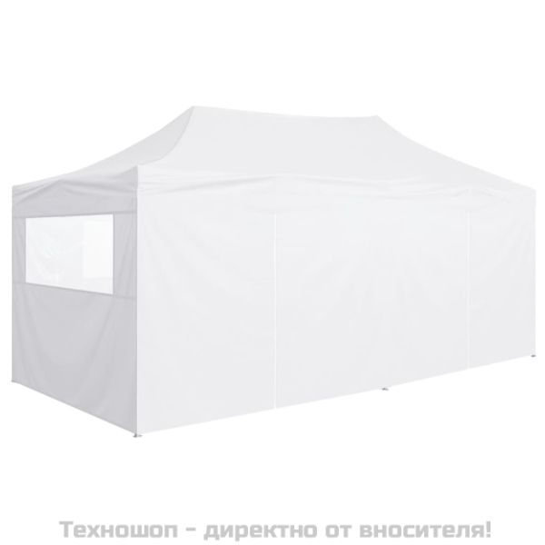 Сгъваема парти шатра с 4 странични стени 3х6 м стомана бяла