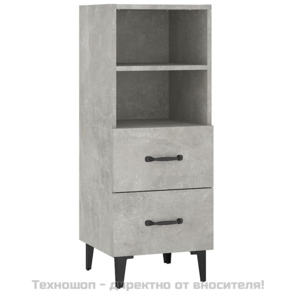 Сайдборд, бетонно сив, 34,5x34x90 см, инженерно дърво