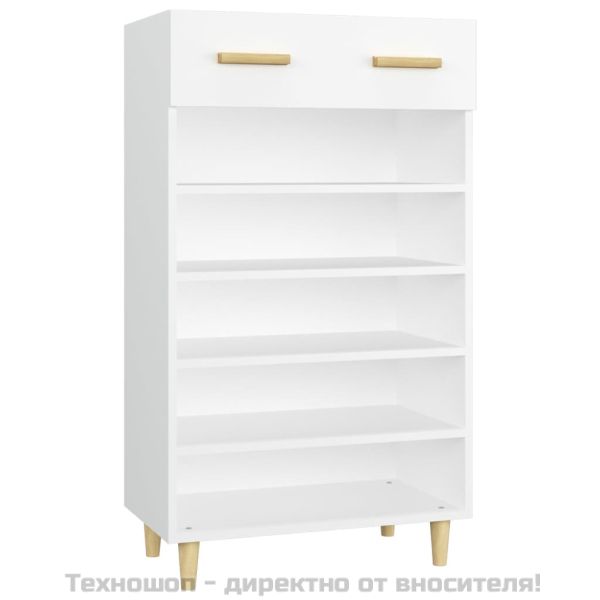 Шкаф за обувки, бял, 60x35x105 см, инженерно дърво